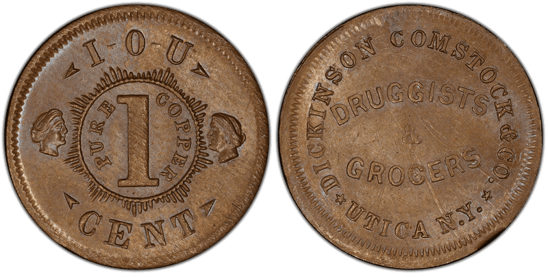 (1861-65) Copper Civil War Store Card F-905A-1a, Dickinson Comstock & Co. NY
