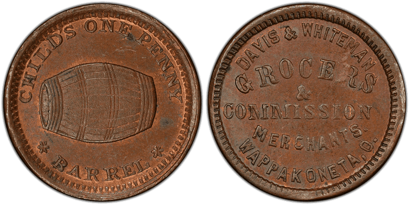 (1861-65) Civil War Store Card F-905A-4a, Davis & Whiteman OH