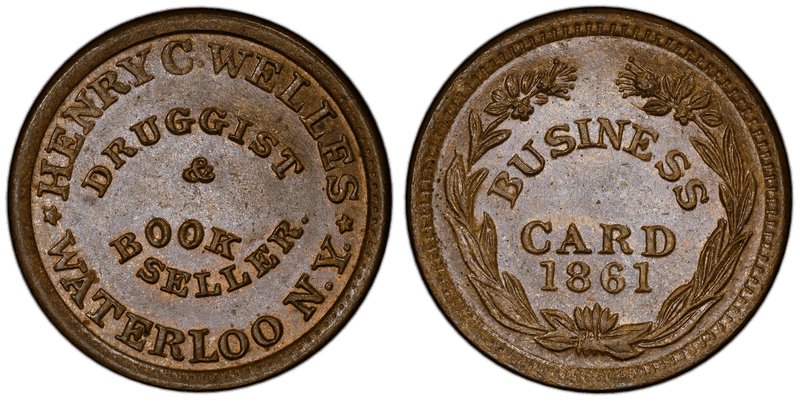 (1861-65) Copper Civil War Store Card F-940A-1a, Henry C. Welles NY