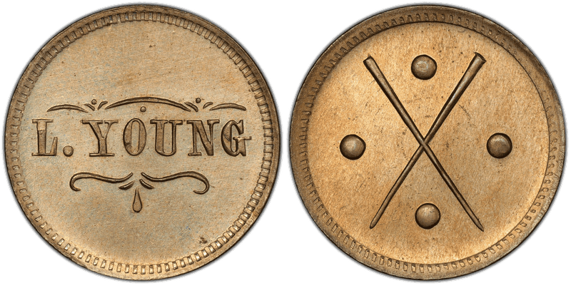 (1861-65) Copper-Nickel Civil War Store Card F-975O-2d, L. Young OH