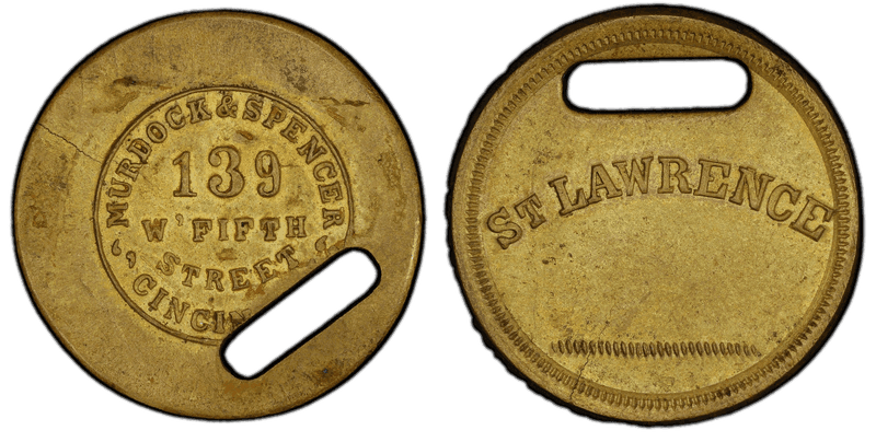 (1861-65) Civil War Store Card F-LU-P-2b, Murdock & Spencer Holed OH
