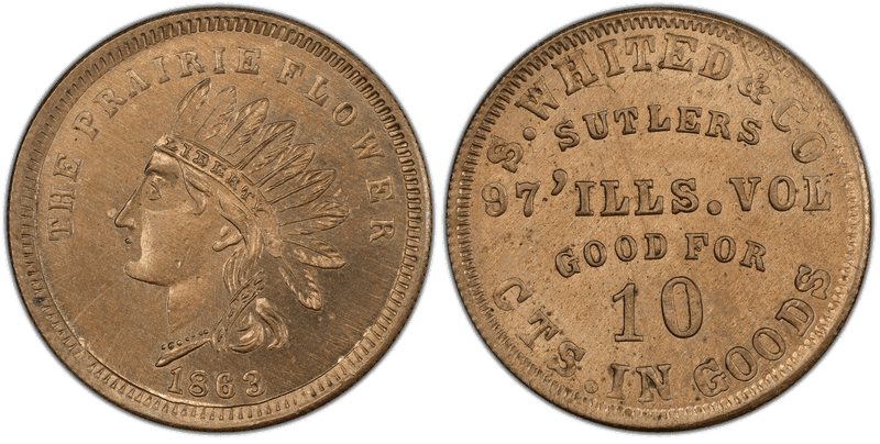 (1861) Copper-Nickel Civil War Sutler Token S-97-10CN, Whited Co.