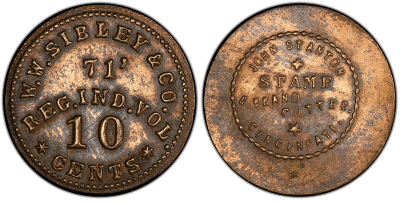 (1861-65) Brass Civil War Sutler Token S-71-10B, W.W. Sibley & Co.