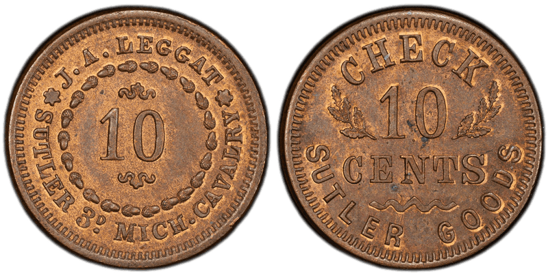 (1861) Copper Civil War Sutler Token S-3-10C, J. Leggat