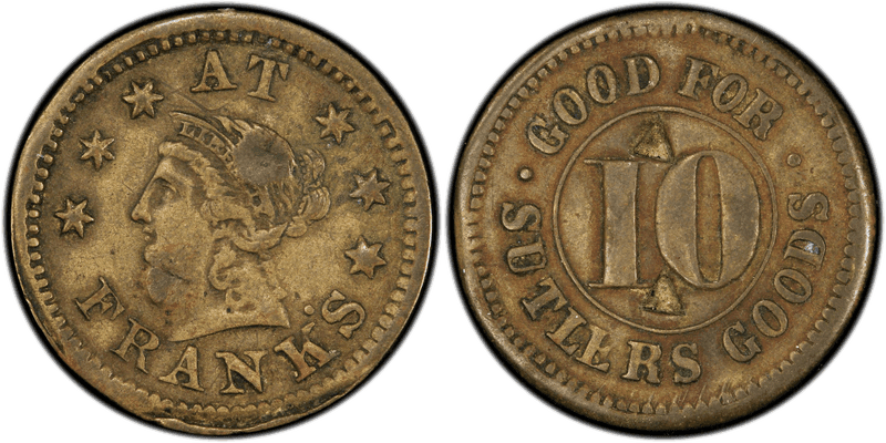 (1861-65) Brass Civil War Sutler Token S-F10B, Frank's