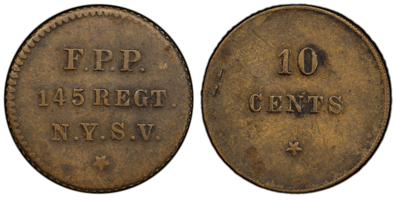 (1861-65) Brass Civil War Sutler Token S-145-10B, F.P. Perkins