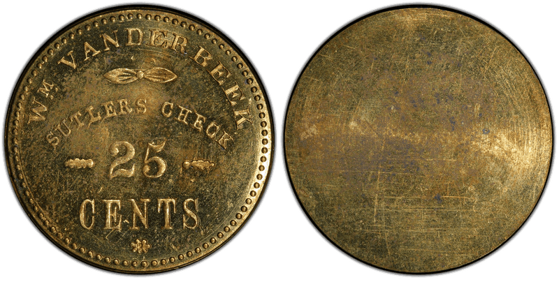 (1861-65) Brass Civil War Sutler Token S-158-25B, Wm. Vanderbeer