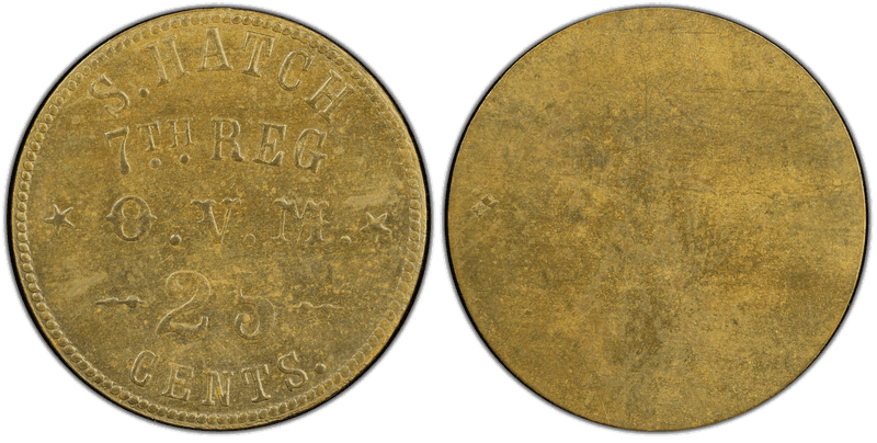 (1861-65) Brass Civil War Sutler Token S-25B, S. Hatch
