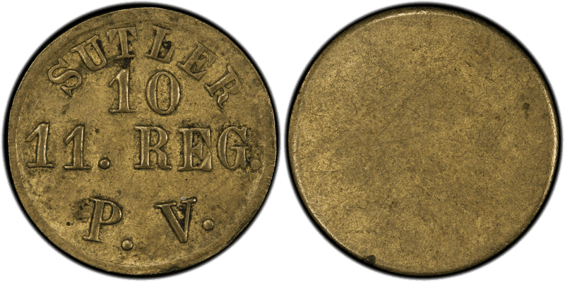 (1861-65) Brass Civil War Sutler Token S-E10B, Pennsylvania Volunteers
