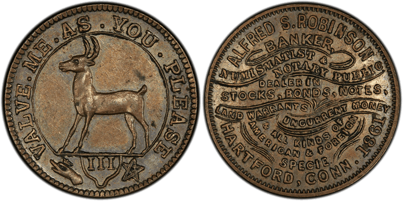 (1861) Token W-15000 Copper Kenney-1 Robinson Copy
