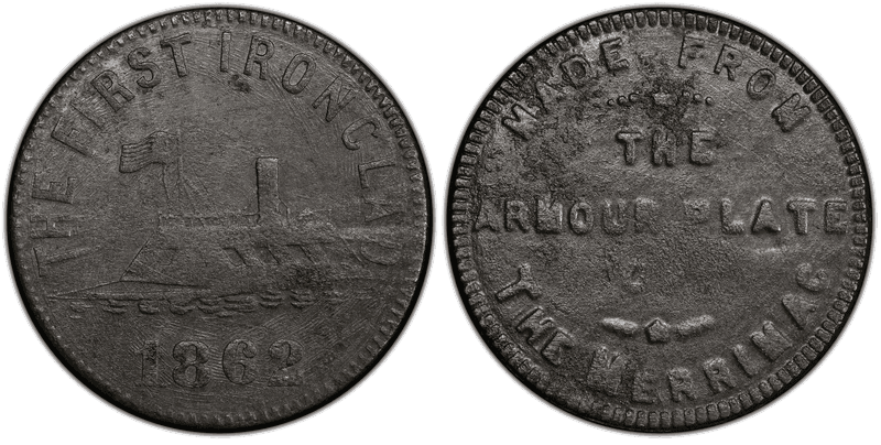 (1862) Lead Civil War Sutler Token SCH-ME-1, The First Clad