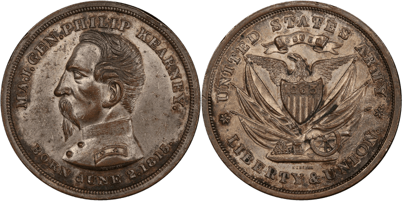 (1863) Medal SCH-C20 Silver-Plated Copper, Merriam Maj. Gen. Philip Kearney
