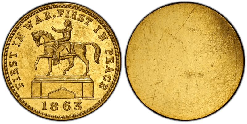 (1863) Gold Civil War Patriotic Token F-173/0, Uniface 1960s Restrike, First In War