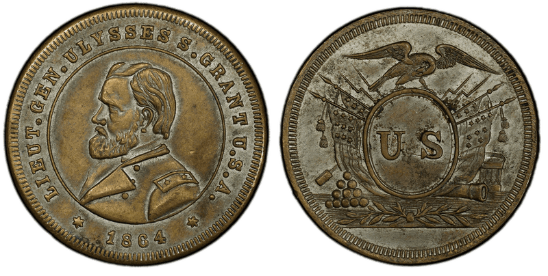 (1864) Medal DeWitt USG 1864-1 Silvered Brass U.S. Grant Campaign