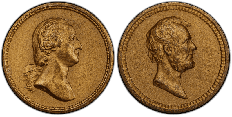 (1864) Bronze Medal J-PR-31, Restrike Washington-Lincoln
