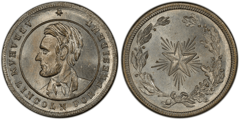 (1864) Token DeWitt AL-1864-36 White Metal Abraham Lincoln Campaign
