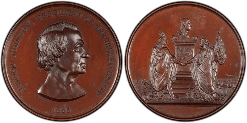 (1865) Bronzed-Copper Medal J-IP-41, Andrew Johnson