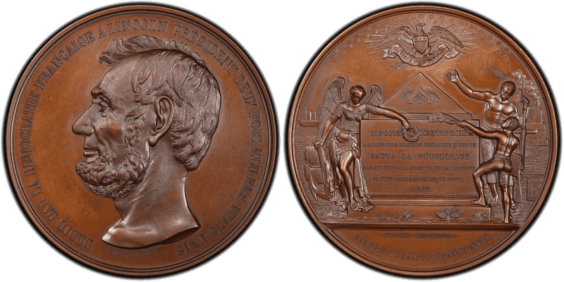 (1865) Medal King-245 Copper Lincoln-Democracy Tribute
