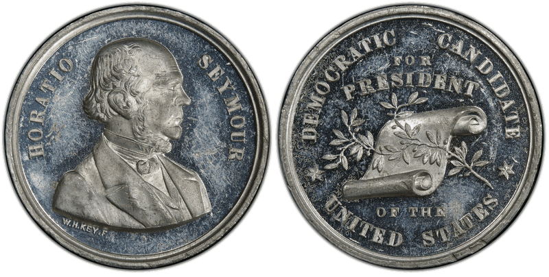 (1868) Medal DeWitt HS 1868-8 White Metal Horatio Seymour Campaign
