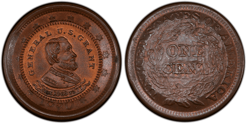 (1868) Medal DeWitt USG 1868-32 Stk Over 1850 1C General U.S. Grant Campaign