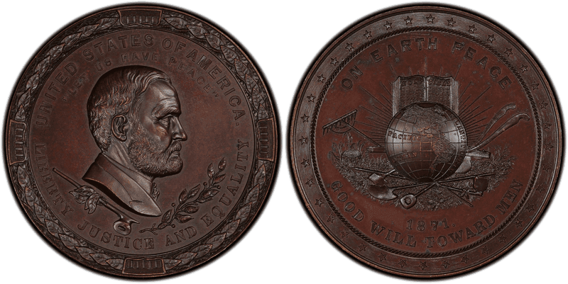 (1871) Bronzed-Copper Medal J-IP-42, Ulysses S. Grant