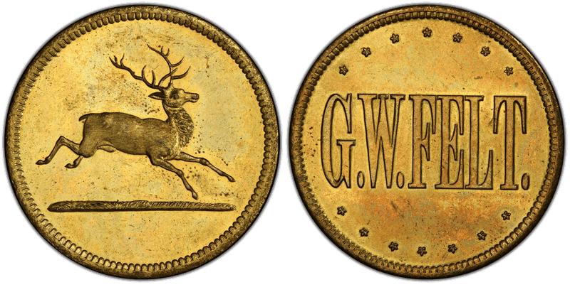 (1874-85) Token Curto-66 Brass G.W. Felt OK Trade