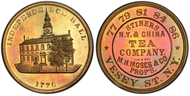 (1876) Brass Token NY-NY 302, Stiners Tea Company