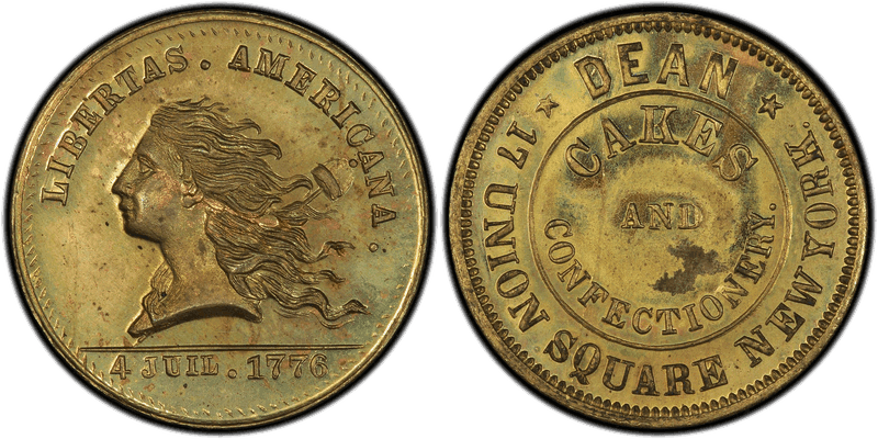 (1876) Brass Token NY-NY 709B, Dean Cakes