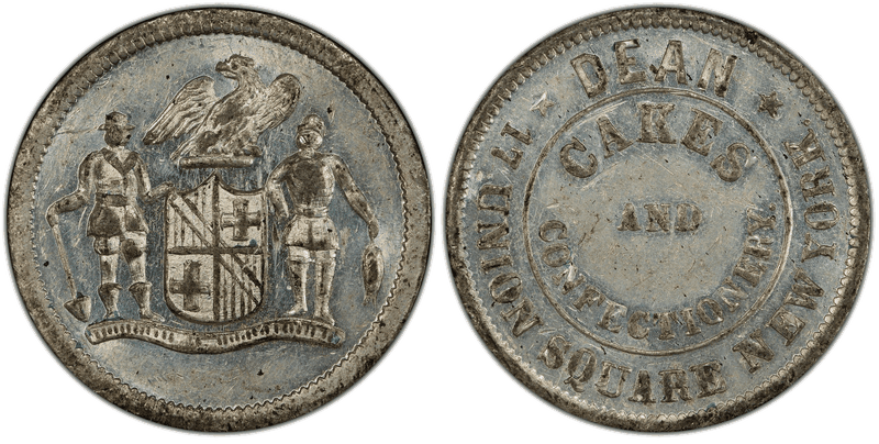 (1876) White Metal Token NY-NY 712, Dean Cakes