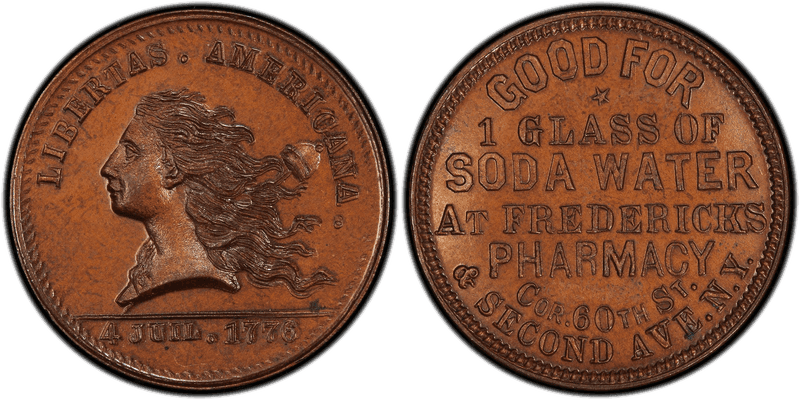 (1876) Bronze Token NY-NY 720AA, Frederick's Pharmacy