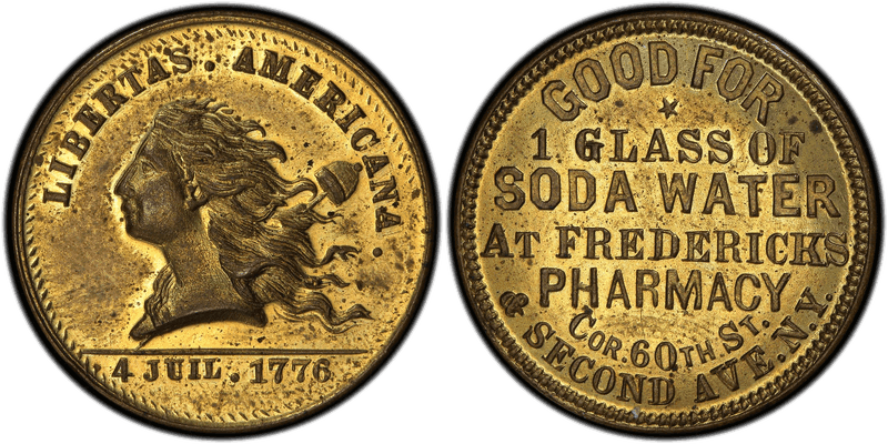 (1876) Brass Token NY-NY 720B, Frederick's Pharmacy