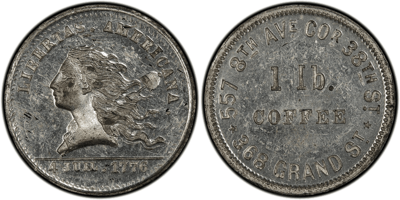 (1876) White Metal Token NY-NY 732B, Great Union Pacific Tea Co.