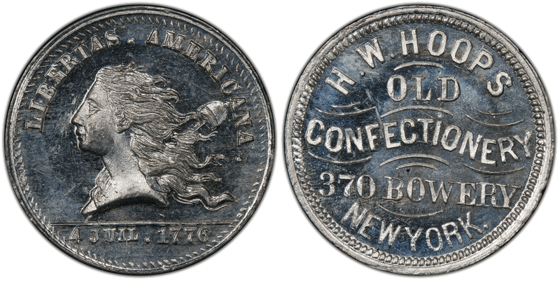 (1876) White Metal Token NY-NY 750, H.W. Hoops
