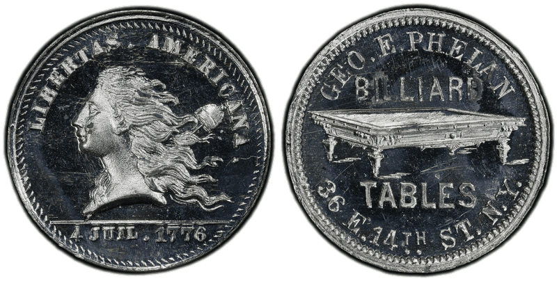 (1876) White Metal Token NY-NY 780, Geo. E. Phelan