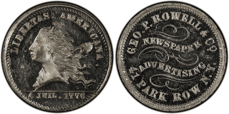 (1876) White Metal Token NY-NY 810, Geo. P. Rowell & Co.