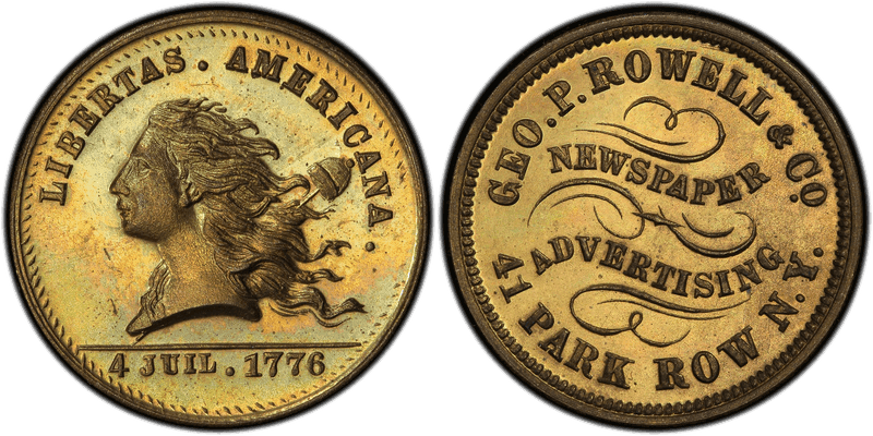(1876) Brass Token NY-NY 810A, Geo. P. Rowell & Co.