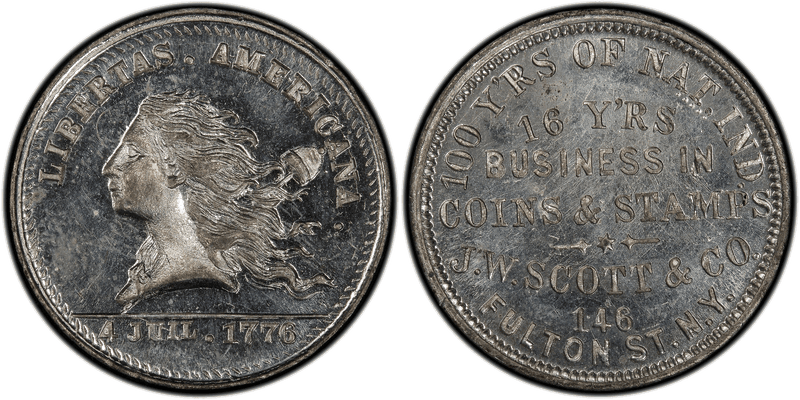 (1876) White Metal Token NY-NY 830, J.W. Scott & Co.