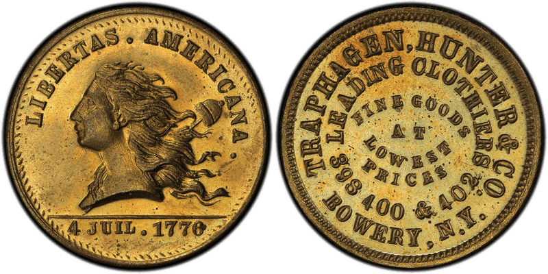 (1876) Brass Token NY-NY 850A, Traphagen, Hunter & Co.
