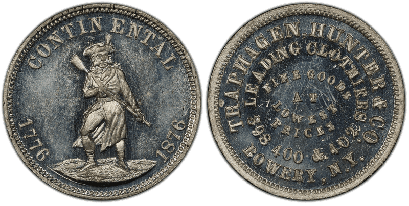 (1876) White Metal Token NY-NY 853, Traphagen, Hunter & Co.