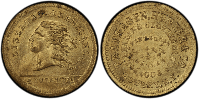 (1876) Brass Token NY-NY 860J, Traphagen, Hunter & Co.