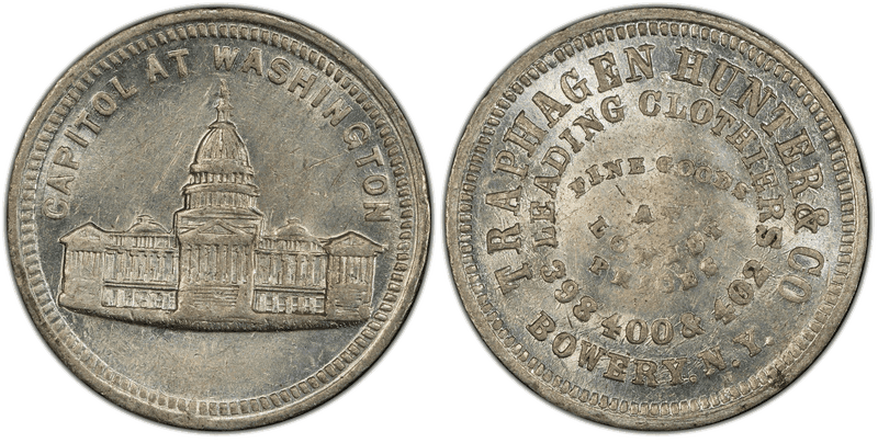 (1876) White Metal Token NY-NY 862, Traphagen, Hunter & Co.