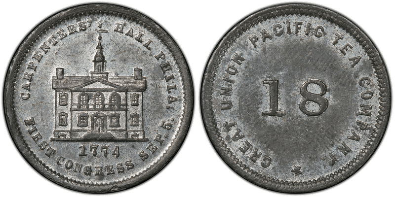 (1876) White Metal Token Ny-Ny 736A, Great Union Pacific Tea Co.