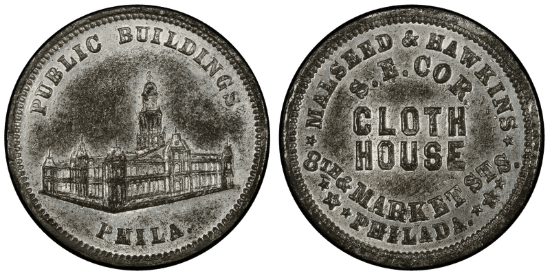 (1876) White Metal Token Pa Ph-274, Malseed & Hawkins