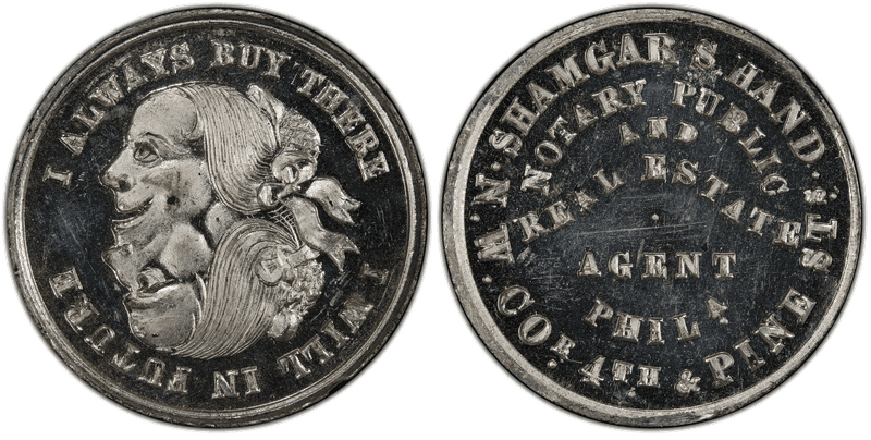 (1876) White Metal Token Pa Ph-922K, Shamgar S. Hand