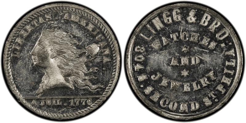 (1876) White Metal Token Pa-Ph 224, Lingg & Bro.