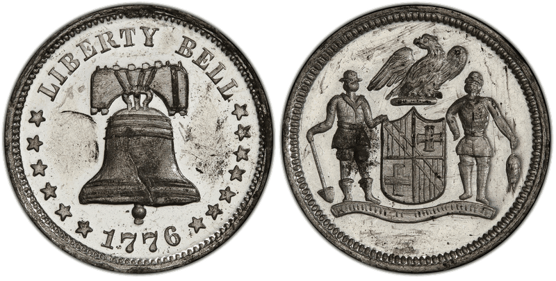 (1876) White Metal Token Pa-Ph 225, Mule w/ Pa-Ph 228 Obv