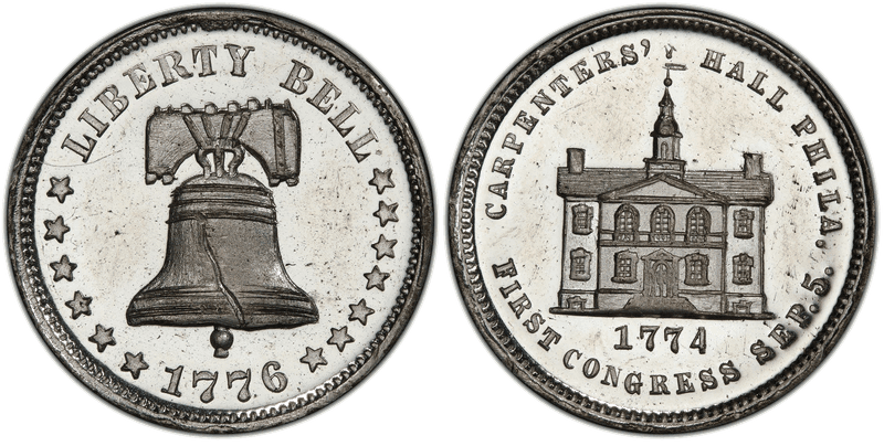(1876) White Metal Token Pa-Ph 225, Mule w/ Pa-Ph 229 Obv