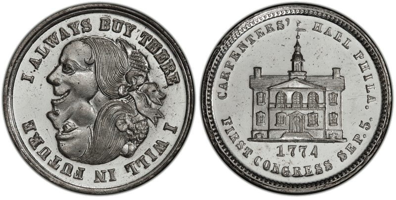 (1876) White Metal Token Pa-Ph 226, Mule w/ Pa-Ph 229 Obv