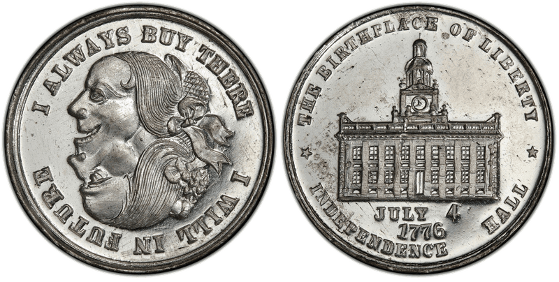 (1876) White Metal Token Pa-Ph 226, Mule w/ Pa-Ph 230 Obv