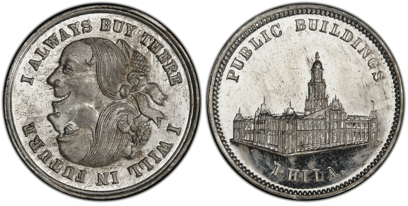 (1876) White Metal Token Pa-Ph 226, Mule w/ Pa-Ph 231 Obv